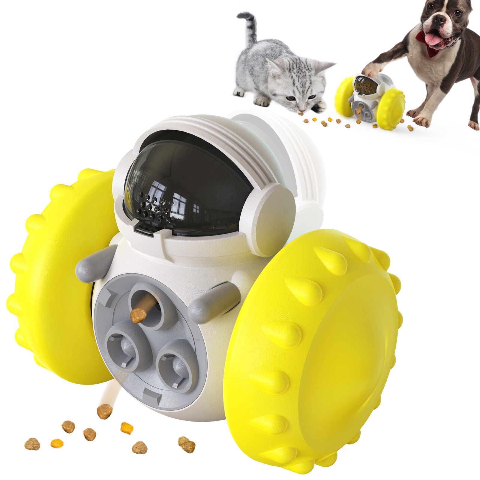 LSC-01 Food Dispensing Cat Chew Toy Interactive Tumbler Dogs Moving Toys Funny Exercise Kitten Teaser Toys for Indoor Pets (with FDA, BPA-Free) - Green
