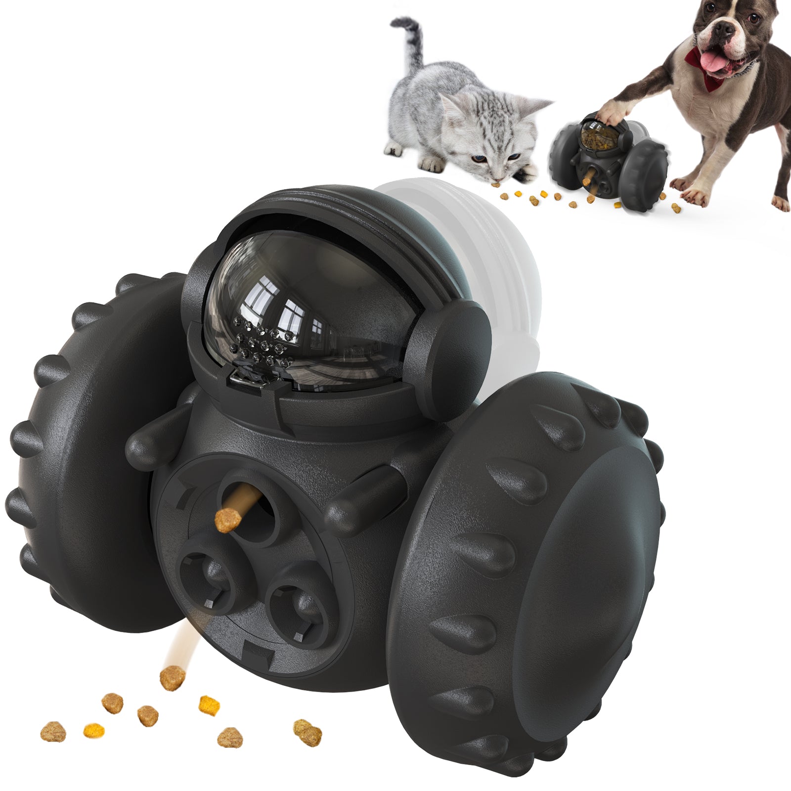 LSC-01 Food Dispensing Cat Chew Toy Interactive Tumbler Dogs Moving Toys Funny Exercise Kitten Teaser Toys for Indoor Pets (with FDA, BPA-Free) - Green