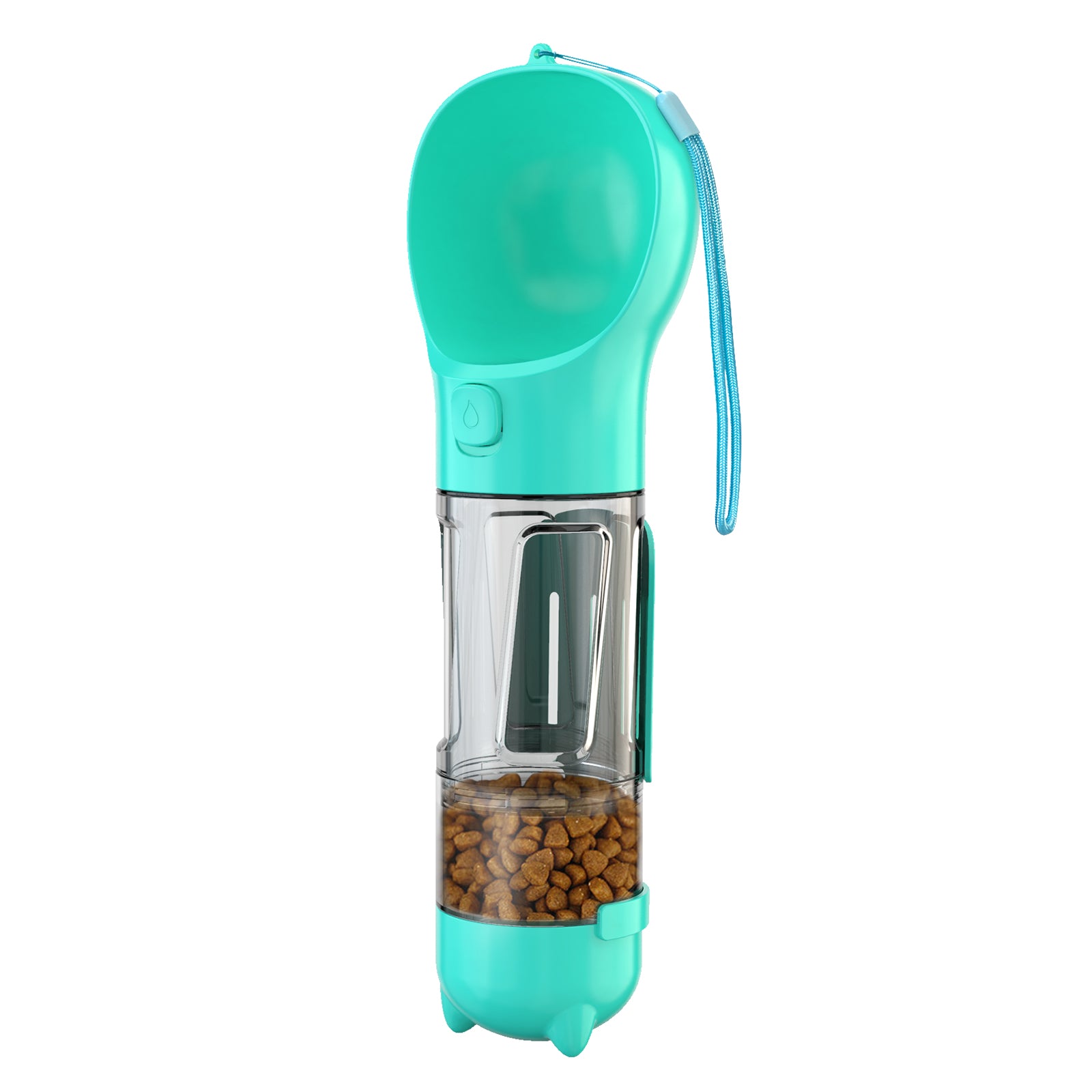 Portable Dog Water Bottle Pet Puppy Doggie Food Storage Box (BPA-Free, FDA Certified), with 300ML Water Bottle+Poop Bag Dispenser+Food Storage Box  - Green