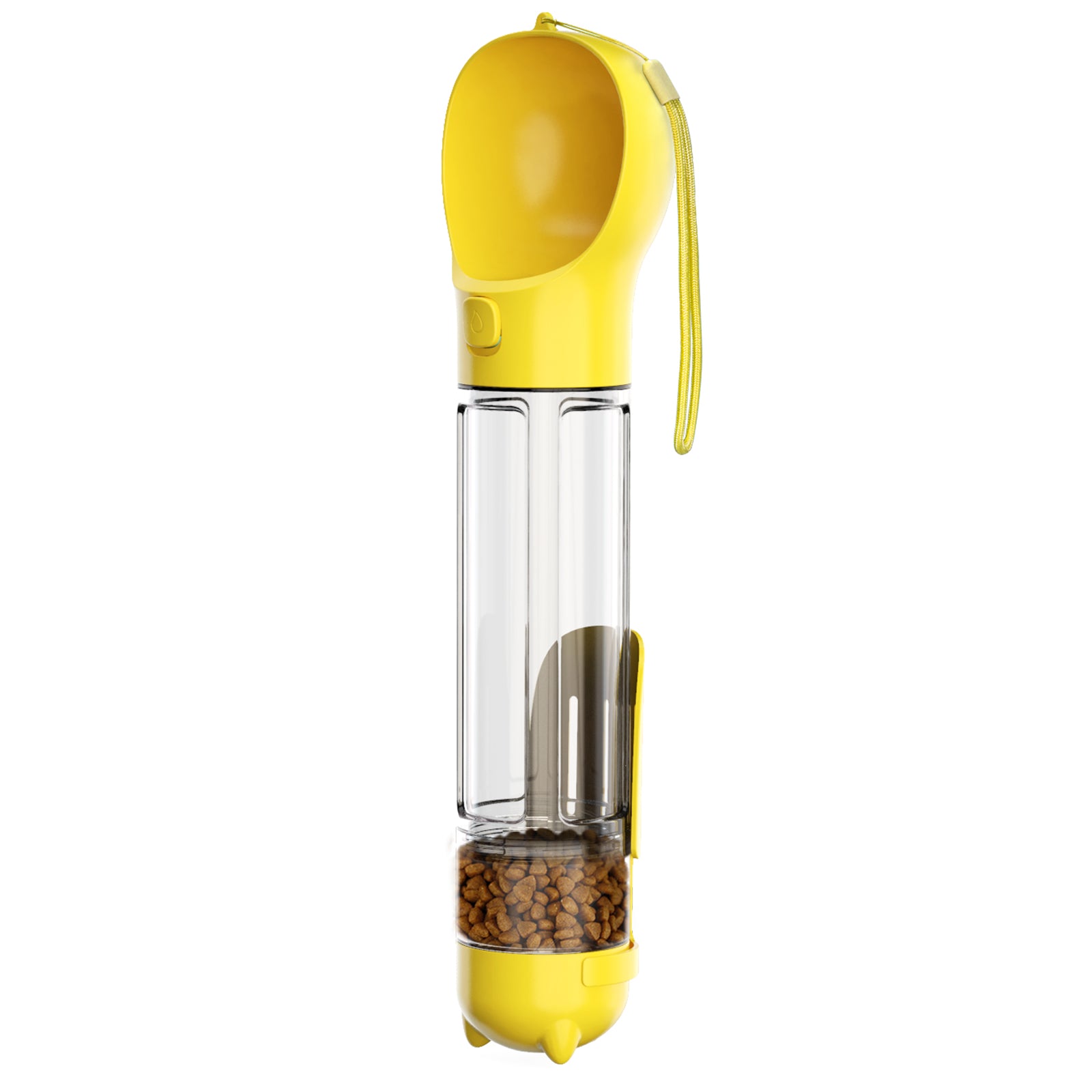 Multifunction Pet Dog Food Storage Box Water Bottle (BPA-Free, FDA Certified), with Poop Bag Dispenser+500ML Water Bottle+Food Storage Box  - Yellow