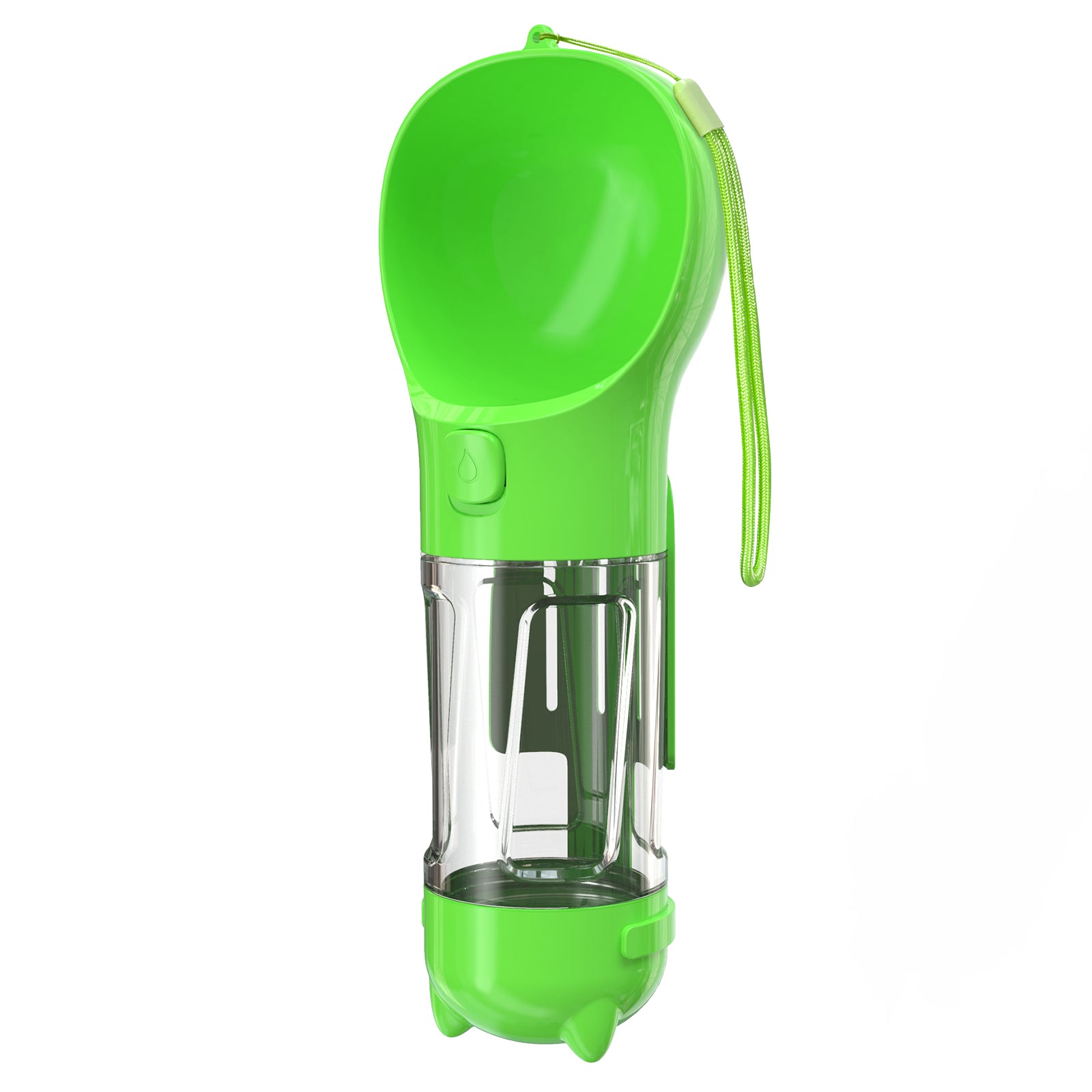 SH-01 Multifunction 300ML Dog Travel Water Bottle with Poop Dispenser Perfect for Walking, Hiking, On The Go and Car Rides Pets Drinking (BPA-Free, FDA Certified) - Green