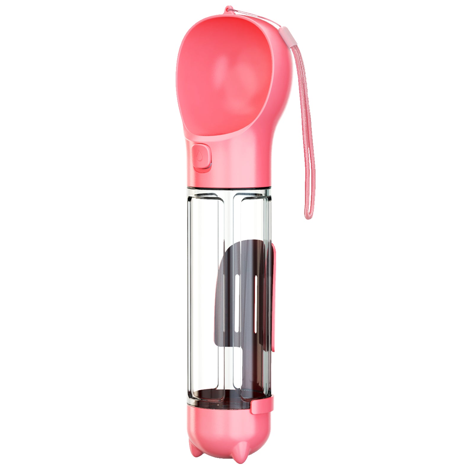 SH-01 Multifunction Pet Dog 500ML Water Bottle with Poop Bag Dispenser (BPA-Free, FDA Certified) - Pink