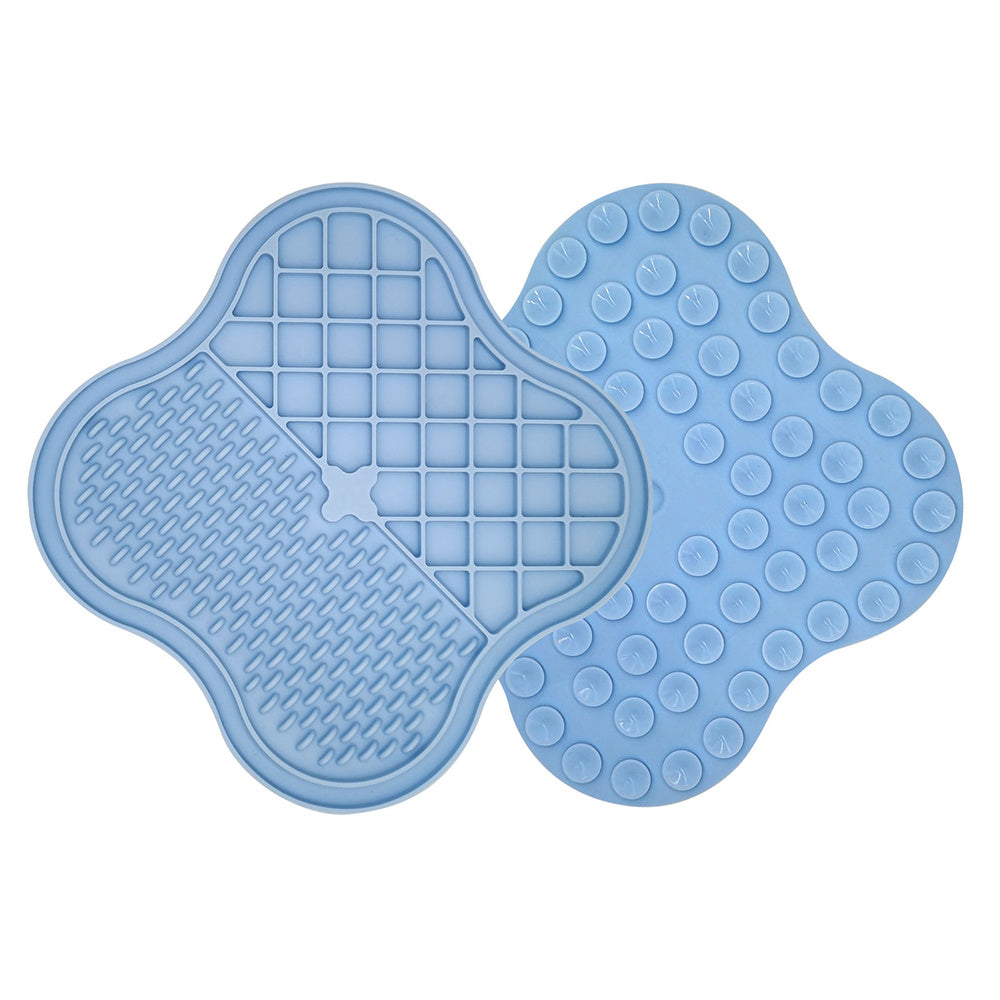 Dog Cat Food Licking Mat Silicone Suction Cup Anti Choking Pet Slow Eating Food Pad (No FDA Certification, BPA Free) - Blue