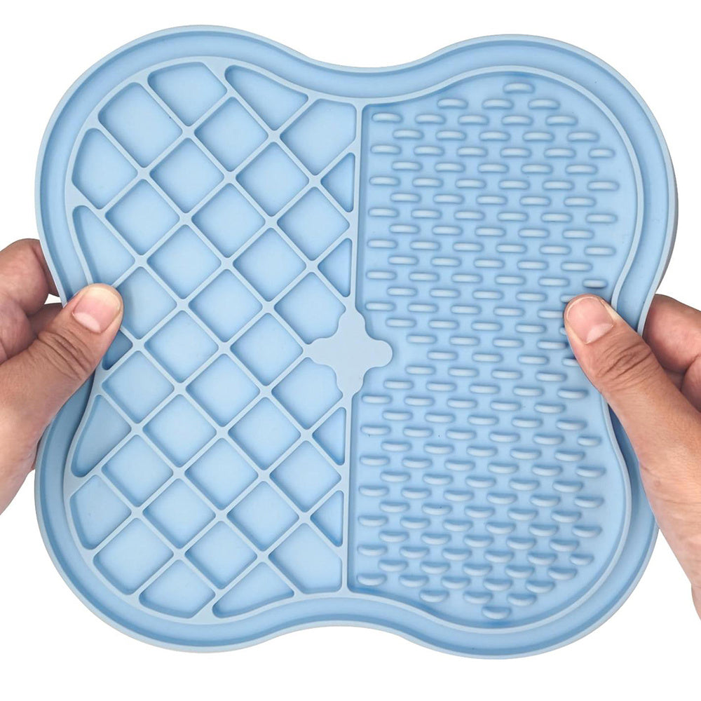Dog Cat Food Licking Mat Silicone Suction Cup Anti Choking Pet Slow Eating Food Pad (No FDA Certification, BPA Free) - Blue