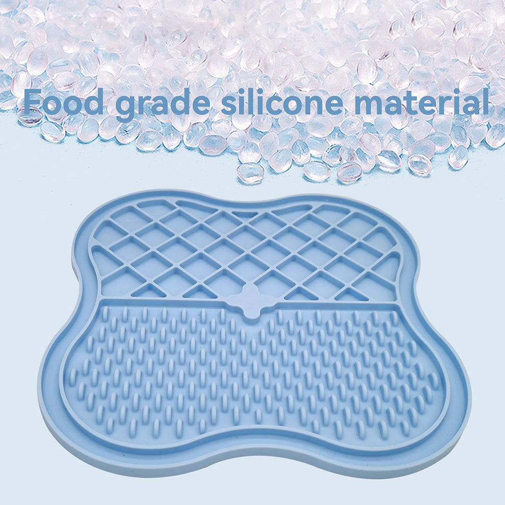 Dog Cat Food Licking Mat Silicone Suction Cup Anti Choking Pet Slow Eating Food Pad (No FDA Certification, BPA Free) - Blue