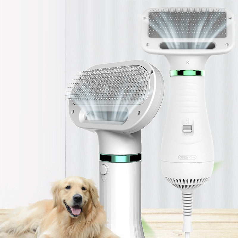Pet Hair Dryer with Slicker Brush Hair Removal Portable Dog Blower Professional Home Grooming Furry Drying for Small Large Cat Dog - RK51