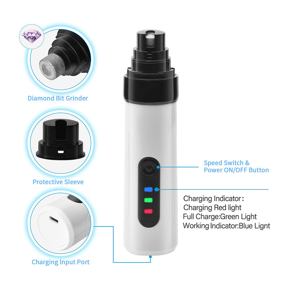 H02049 Painless USB Rechargeable Dog Nail Grinder Nail Clipper Electric Pet Paws Nail Trimmer Tool