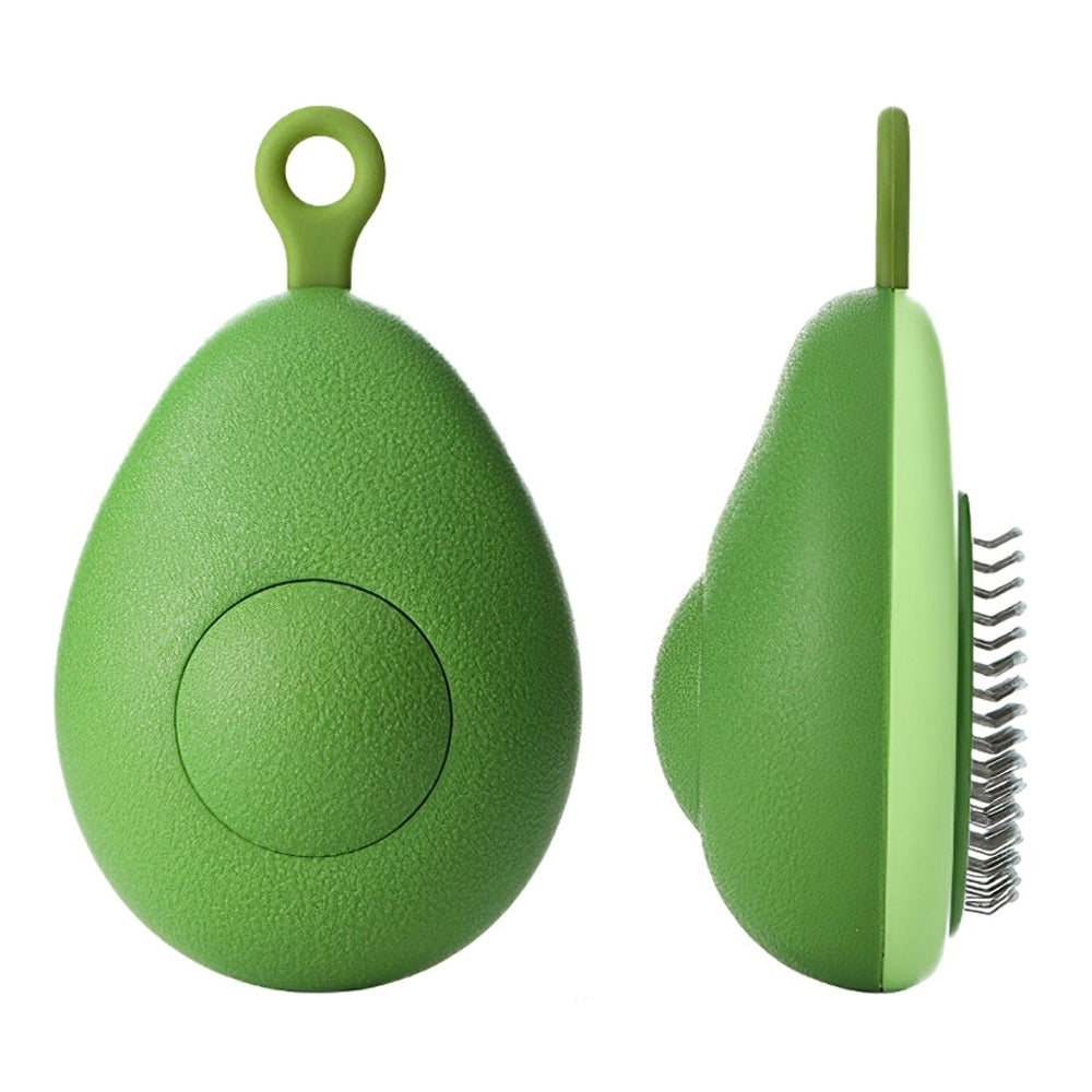 Fruit-shaped Cats Dogs Hair Remover Needle Comb Scrubber Pet Grooming Tool - Green Avocado