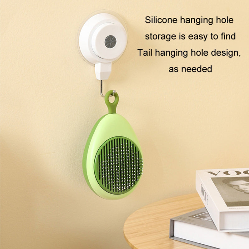 Fruit-shaped Cats Dogs Hair Remover Needle Comb Scrubber Pet Grooming Tool - Green Avocado