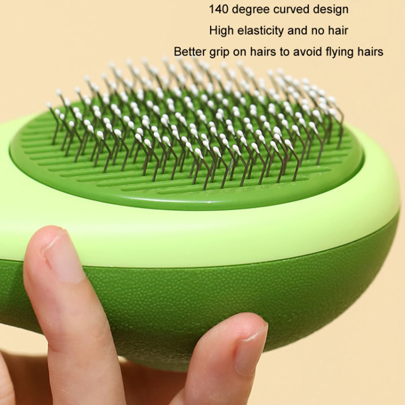 Fruit-shaped Cats Dogs Hair Remover Needle Comb Scrubber Pet Grooming Tool - Green Avocado