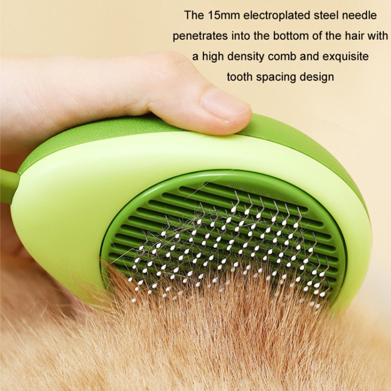 Fruit-shaped Cats Dogs Hair Remover Needle Comb Scrubber Pet Grooming Tool - Green Avocado