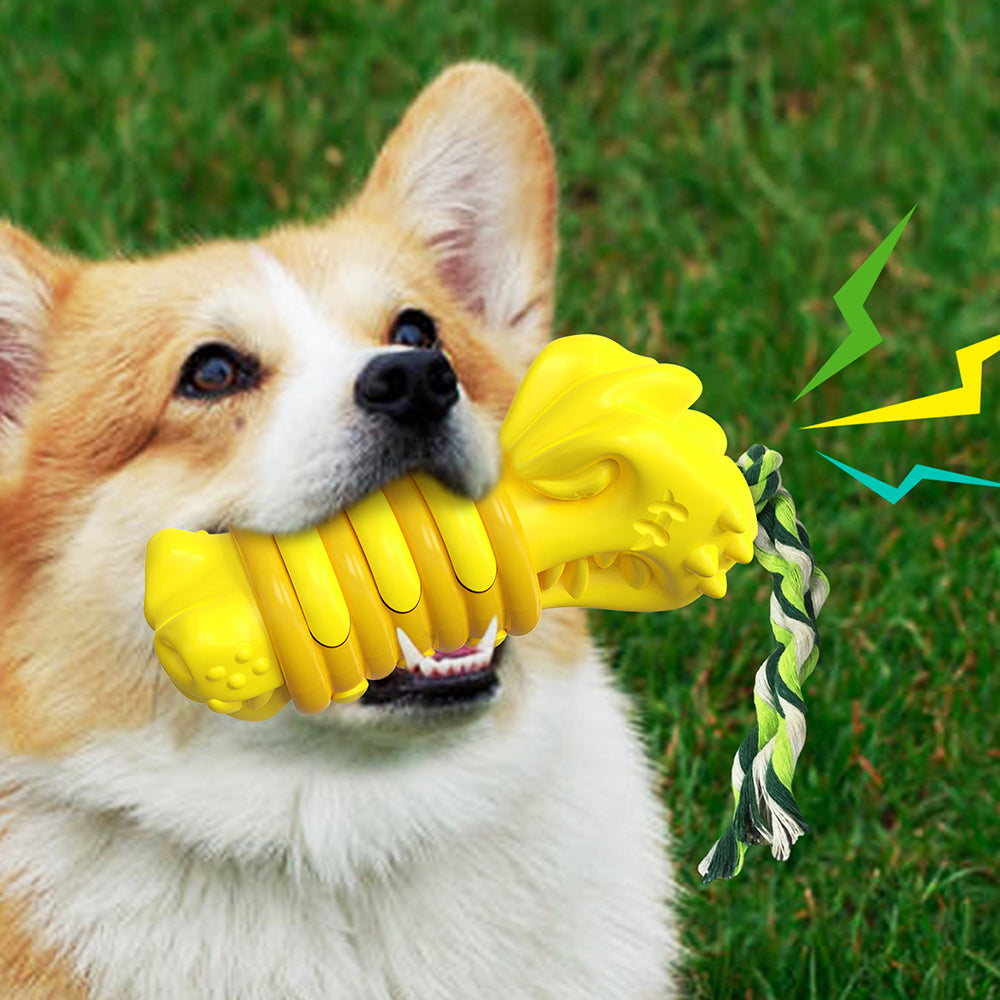 GYL-01 Dog Chew Toy Puppy Teething Chew Tool Pet Dog Vocal Sound Chew Toy with Rope for Training and Cleaning Teeth (BPA-free, FDA Certified) - Yellow