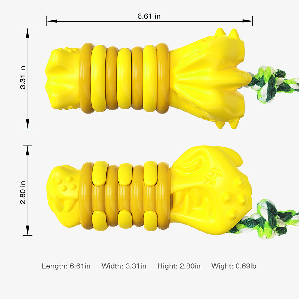GYL-01 Dog Chew Toy Puppy Teething Chew Tool Pet Dog Vocal Sound Chew Toy with Rope for Training and Cleaning Teeth (BPA-free, FDA Certified) - Yellow