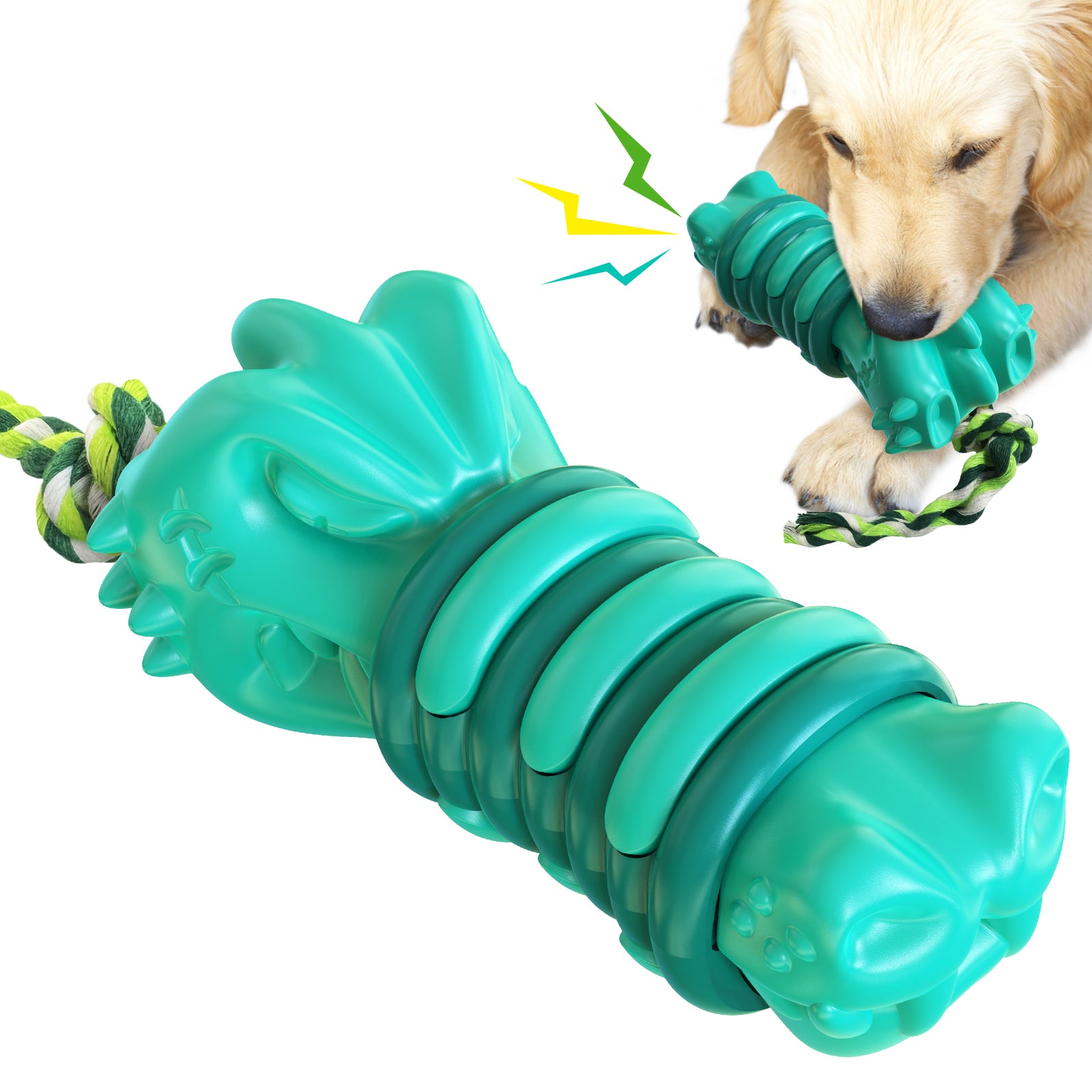 GYL-01 Dog Chew Toy Puppy Teething Chew Tool Pet Dog Vocal Sound Chew Toy with Rope for Training and Cleaning Teeth (BPA-free, FDA Certified) - Yellow