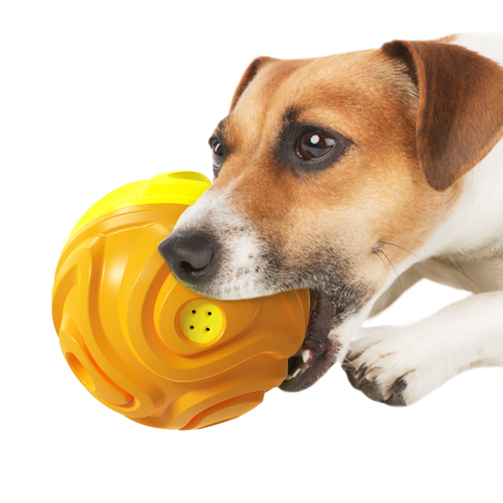 YSQ-03 TPR Pet Squeaky Toy for Puppy Dog Chew Toy with Sound Teething Teeth Cleaning Ball Tool for Dog Teeth Grinding (with FDA, BPA-Free) - Yellow / Orange
