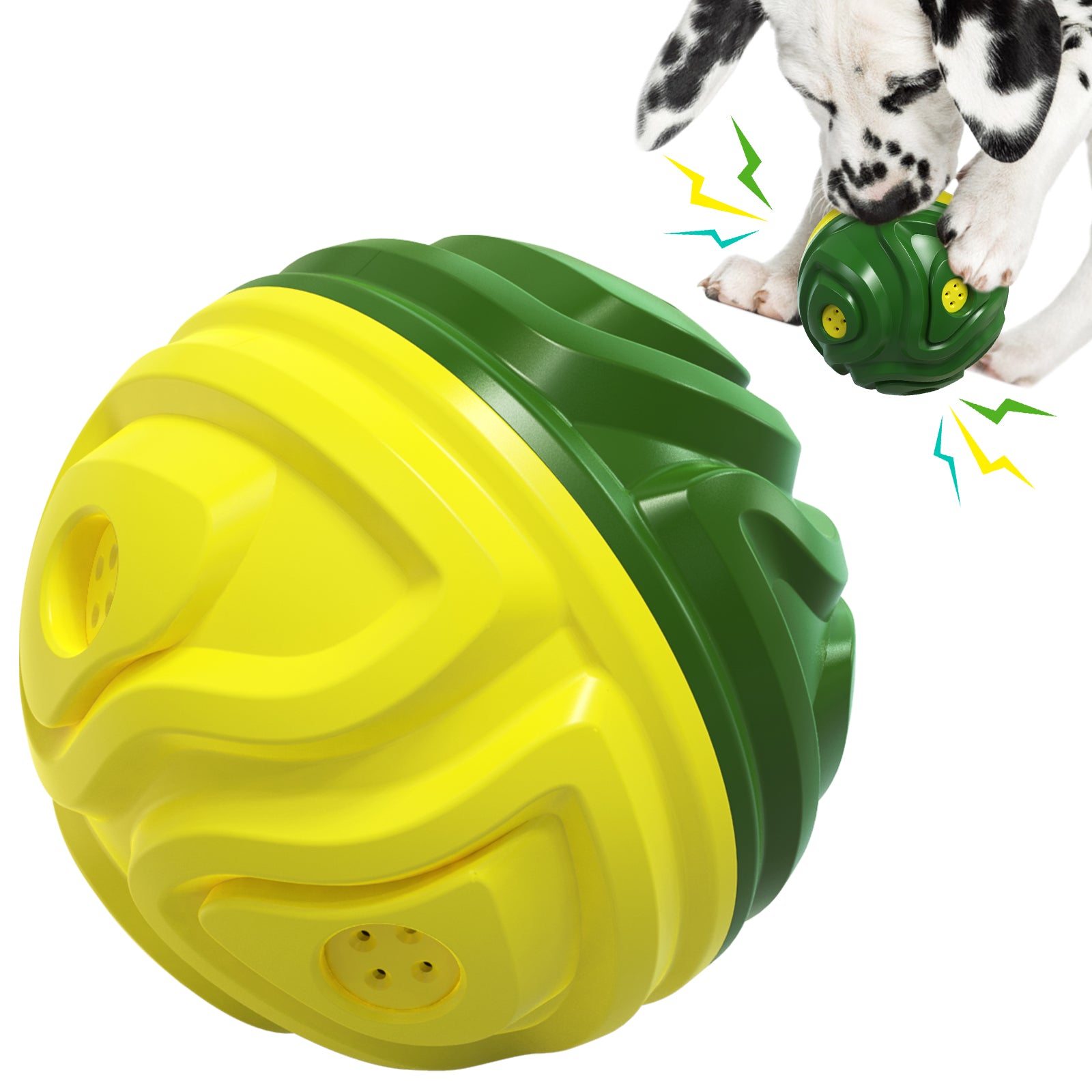 YSQ-03 TPR Pet Squeaky Toy for Puppy Dog Chew Toy with Sound Teething Teeth Cleaning Ball Tool for Dog Teeth Grinding (with FDA, BPA-Free) - Yellow / Orange