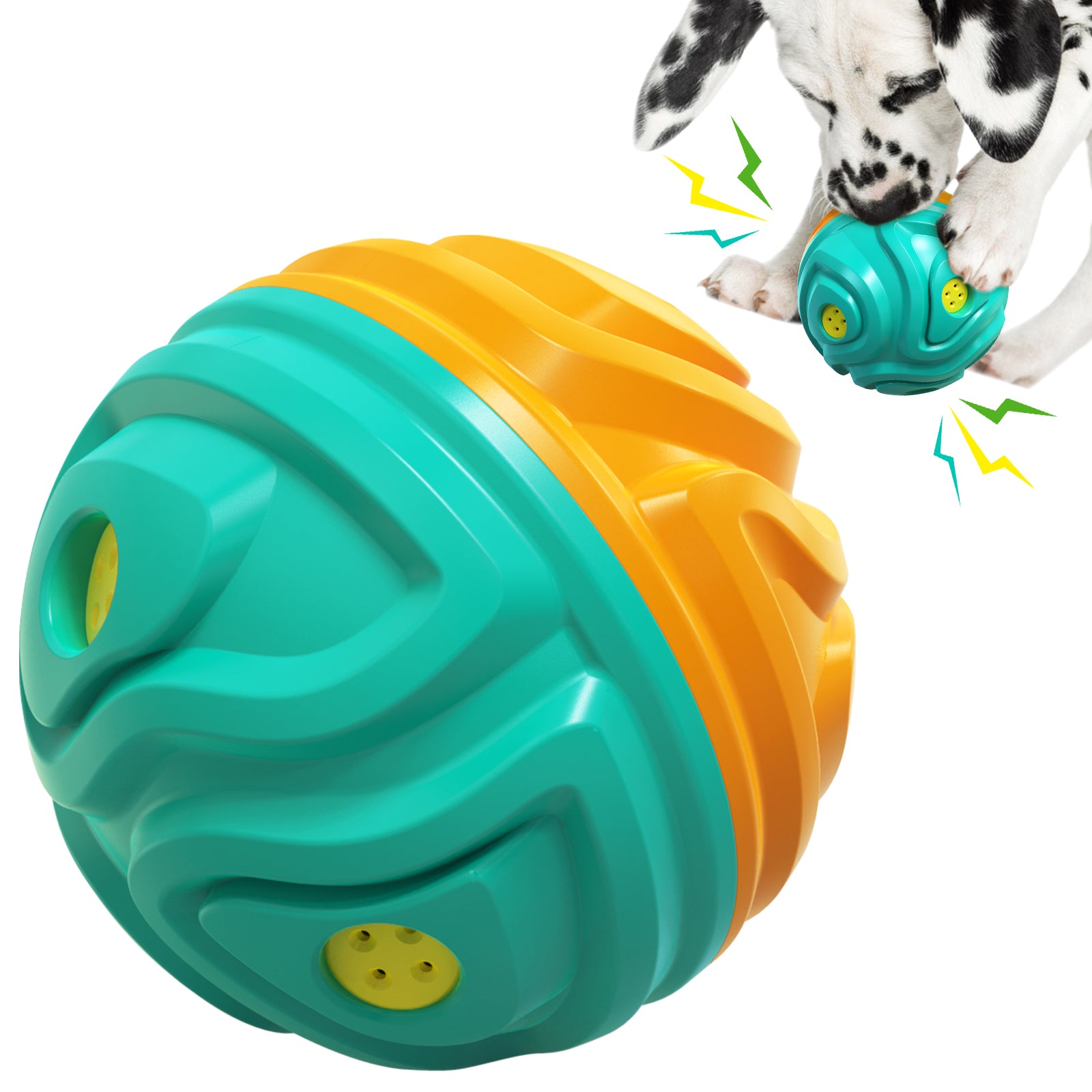 YSQ-03 TPR Pet Squeaky Toy for Puppy Dog Chew Toy with Sound Teething Teeth Cleaning Ball Tool for Dog Teeth Grinding (with FDA, BPA-Free) - Yellow / Orange