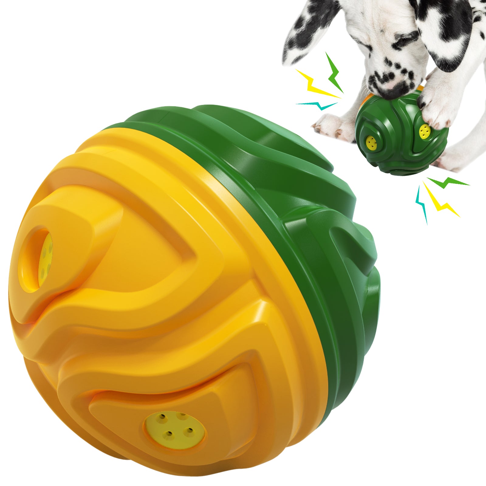 YSQ-03 TPR Pet Squeaky Toy for Puppy Dog Chew Toy with Sound Teething Teeth Cleaning Ball Tool for Dog Teeth Grinding (with FDA, BPA-Free) - Yellow / Orange