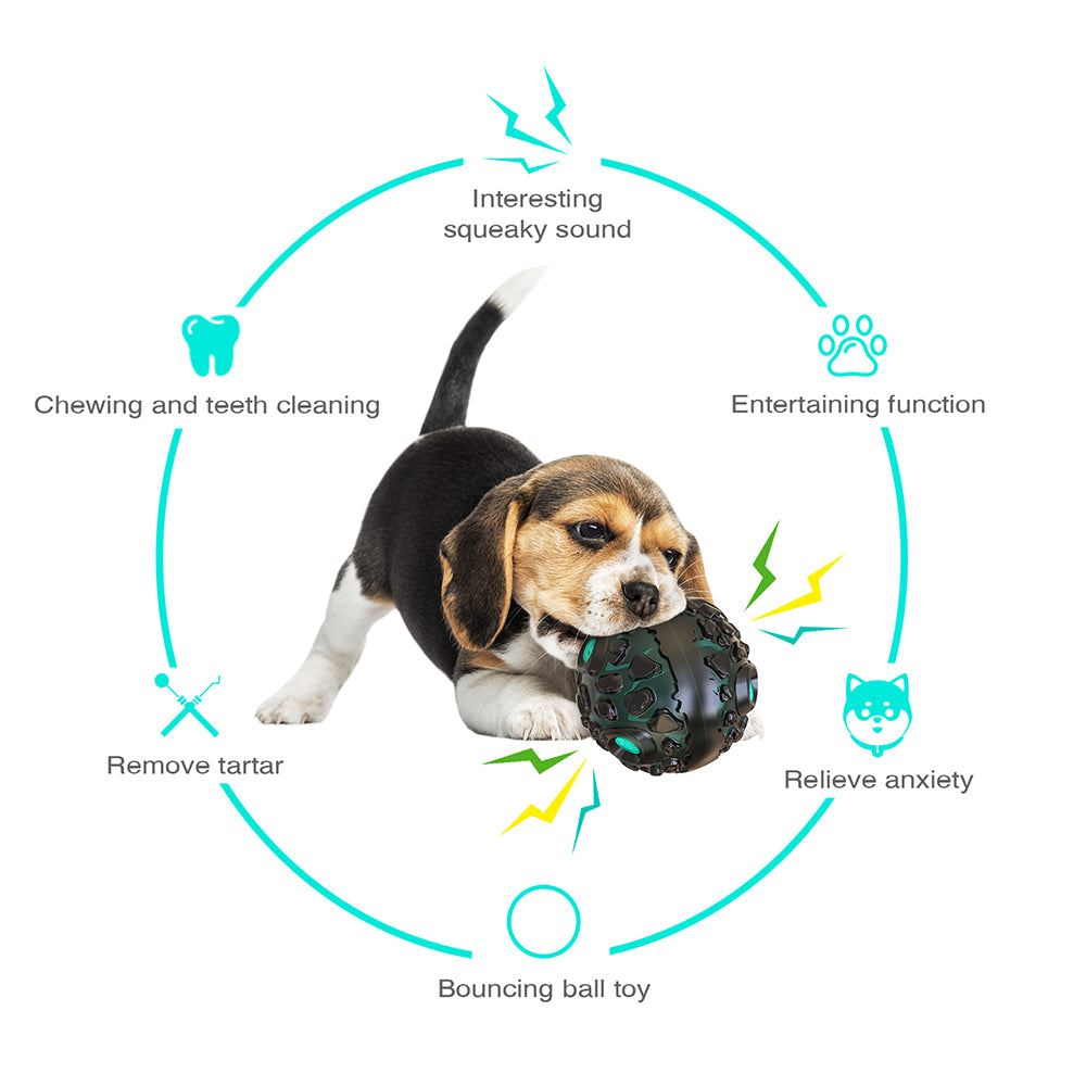 YSQ-01 Funny Pet Dog Meteorite Ball Toy Sound Squeaky Toy for Dogs Chew Sound Interactive Ball Toy (FDA Certified, BPA Free) - Lake Blue