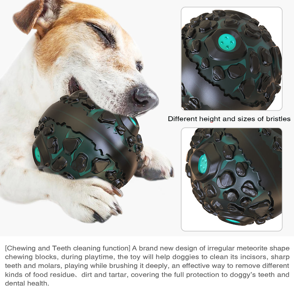 YSQ-01 Funny Pet Dog Meteorite Ball Toy Sound Squeaky Toy for Dogs Chew Sound Interactive Ball Toy (FDA Certified, BPA Free) - Lake Blue