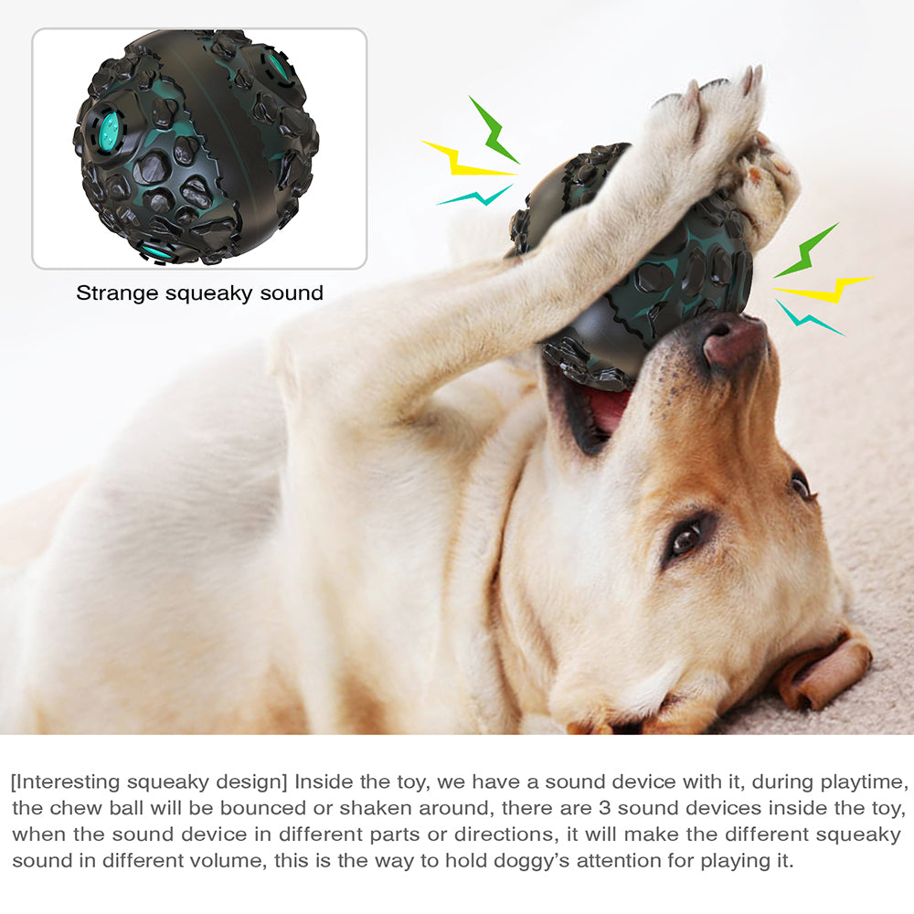 YSQ-01 Funny Pet Dog Meteorite Ball Toy Sound Squeaky Toy for Dogs Chew Sound Interactive Ball Toy (FDA Certified, BPA Free) - Lake Blue