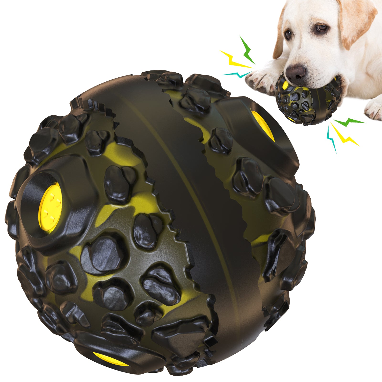 YSQ-01 Funny Pet Dog Meteorite Ball Toy Sound Squeaky Toy for Dogs Chew Sound Interactive Ball Toy (FDA Certified, BPA Free) - Lake Blue