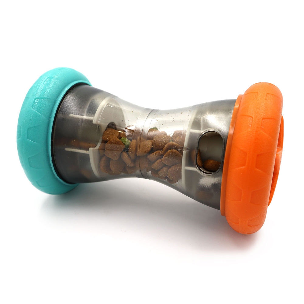 TG-CTOYO66 Dumbbell Shape Rolling Dog Slow Feeder Food Dispenser Pet Self-treat Toy