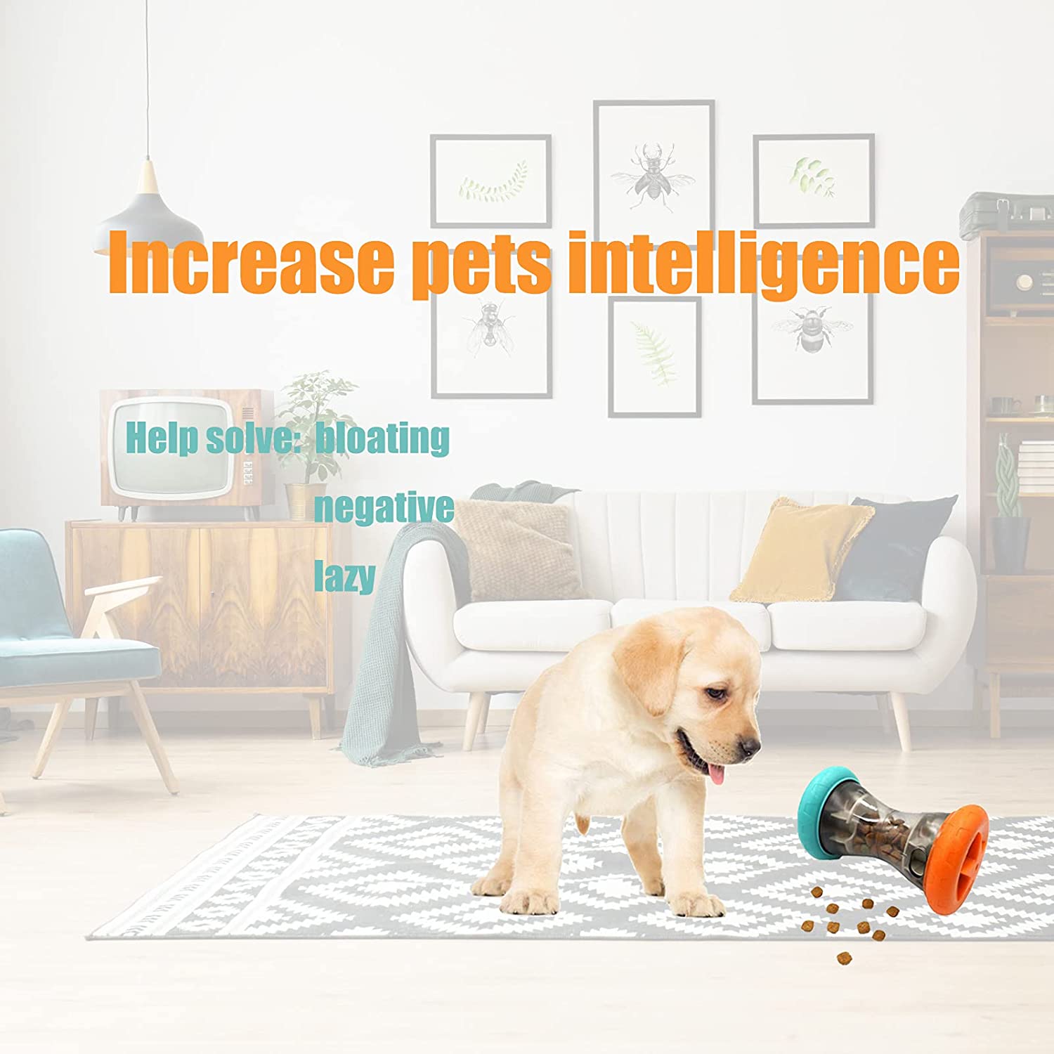 TG-CTOYO66 Dumbbell Shape Rolling Dog Slow Feeder Food Dispenser Pet Self-treat Toy