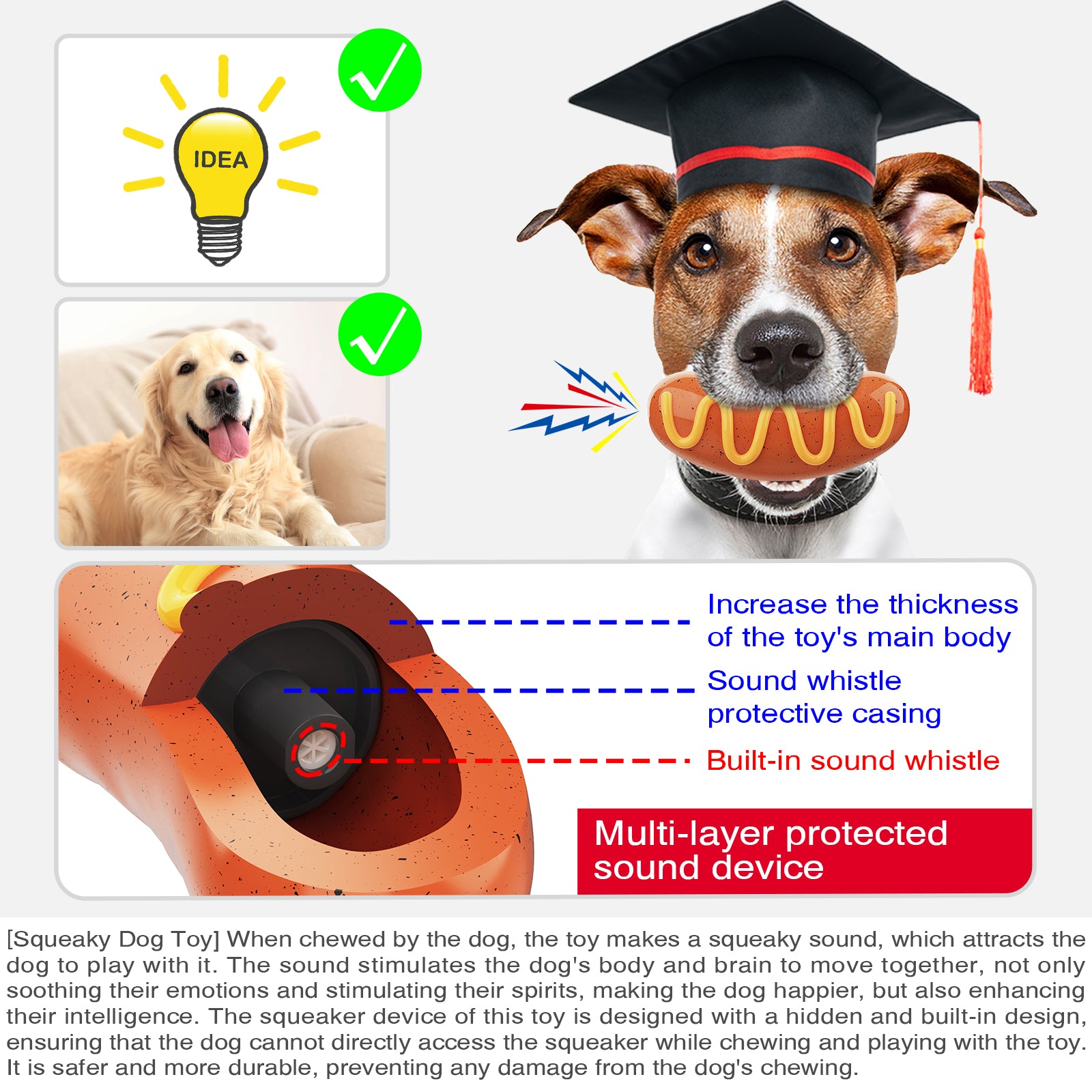 Cute Sausage Design TPR Pet Chewing Squeaky Toy Dog Playing Teething Toy (BPA Free, with FDA Certificate)