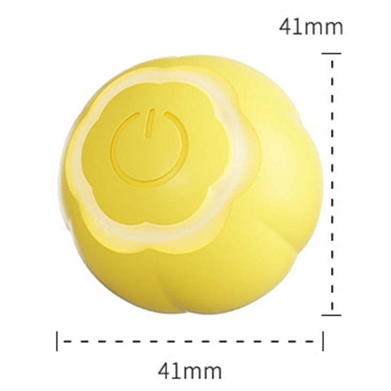 AIWO Pet Smart Rolling Ball Cat Teaser Bite Resistant Dog Interactive Training Toy - Floral / Yellow