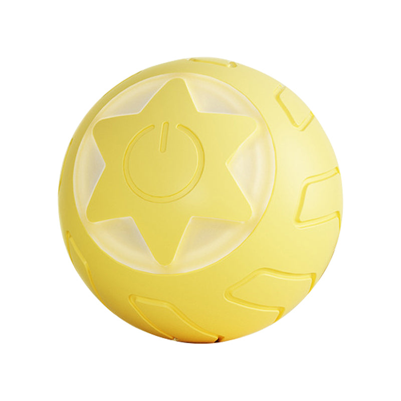 AIWO Pet Smart Rolling Ball Cat Teaser Bite Resistant Dog Interactive Training Toy - Floral / Yellow