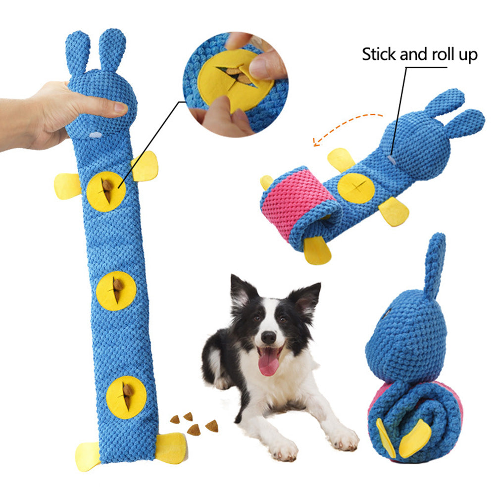 Rabbit Design Leaky Food Sniffing Dog Puzzle Plush Toy Chewing Cleaning Teeth Pet Squeak Toy ST - Blue