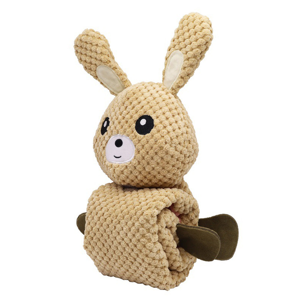 Rabbit Design Leaky Food Sniffing Dog Puzzle Plush Toy Chewing Cleaning Teeth Pet Squeak Toy ST - Blue