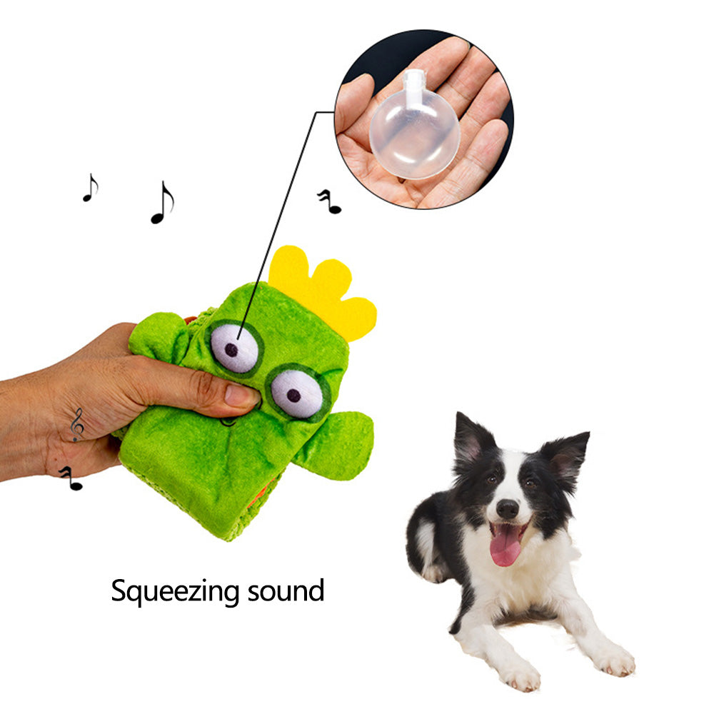 Cactus Style Squeaky Chew Dog Toy Food Sniffing Feeding Stress Relief Pet Supply ST
