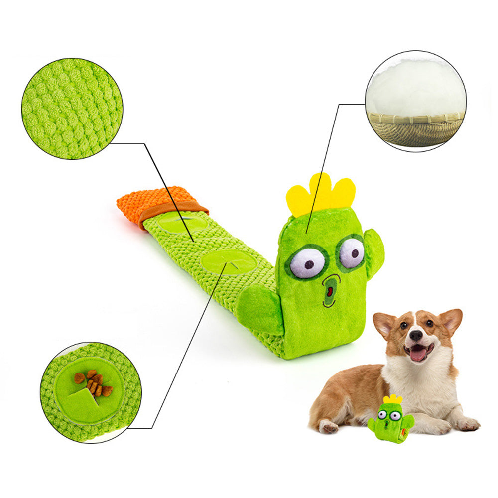 Cactus Style Squeaky Chew Dog Toy Food Sniffing Feeding Stress Relief Pet Supply ST