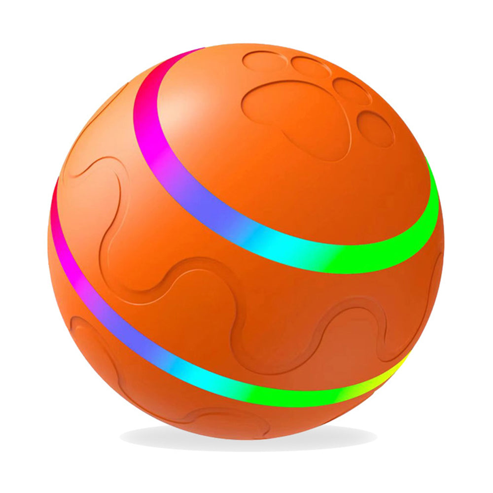 Bite Resistant Cat Dog Puppy Wicked Ball USB Rechargeable LED Light Electric Auto Pet Self-Playing Toy ST - Orange