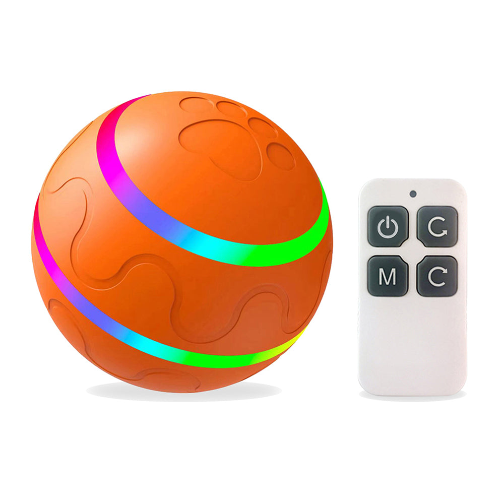 Cat Dog Puppy Wicked Ball USB Rechargeable LED Light Electric Self-Playing Toy with Remote Control ST - Orange