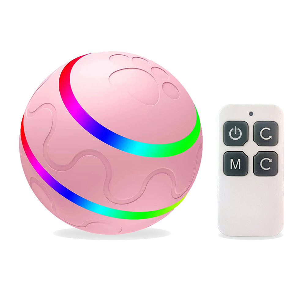 Cat Dog Puppy Wicked Ball USB Rechargeable LED Light Electric Self-Playing Toy with Remote Control ST - Orange