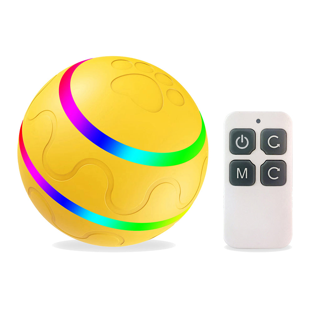 Cat Dog Puppy Wicked Ball USB Rechargeable LED Light Electric Self-Playing Toy with Remote Control ST - Orange