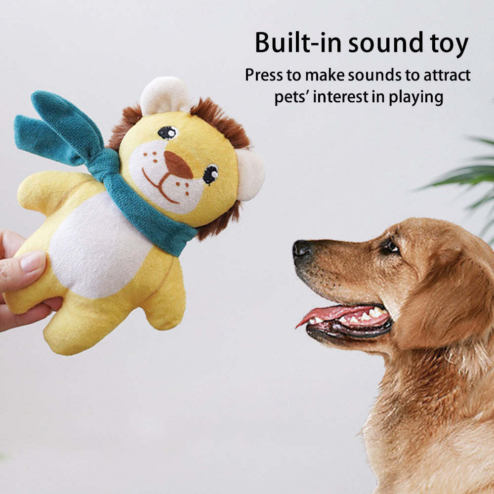 KARA PET 2Pcs / Set Dog Soft Plush Squeaky Sound Puppy Chew Toy Pet Molar Training Toy ST - Lion+Backpack