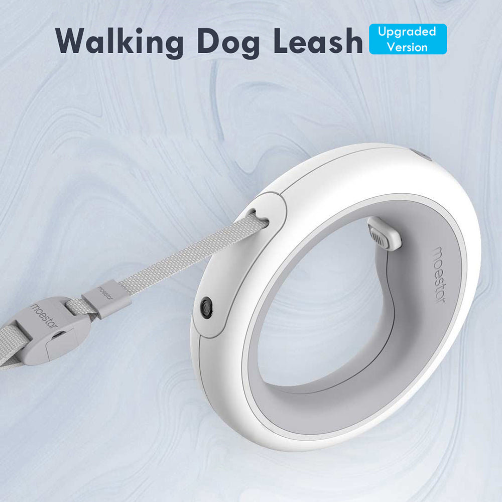 MOESTAR Updated 3m Retractable UFO Pet Leash Ring Dog Traction Rope with LED Night Light - Grey