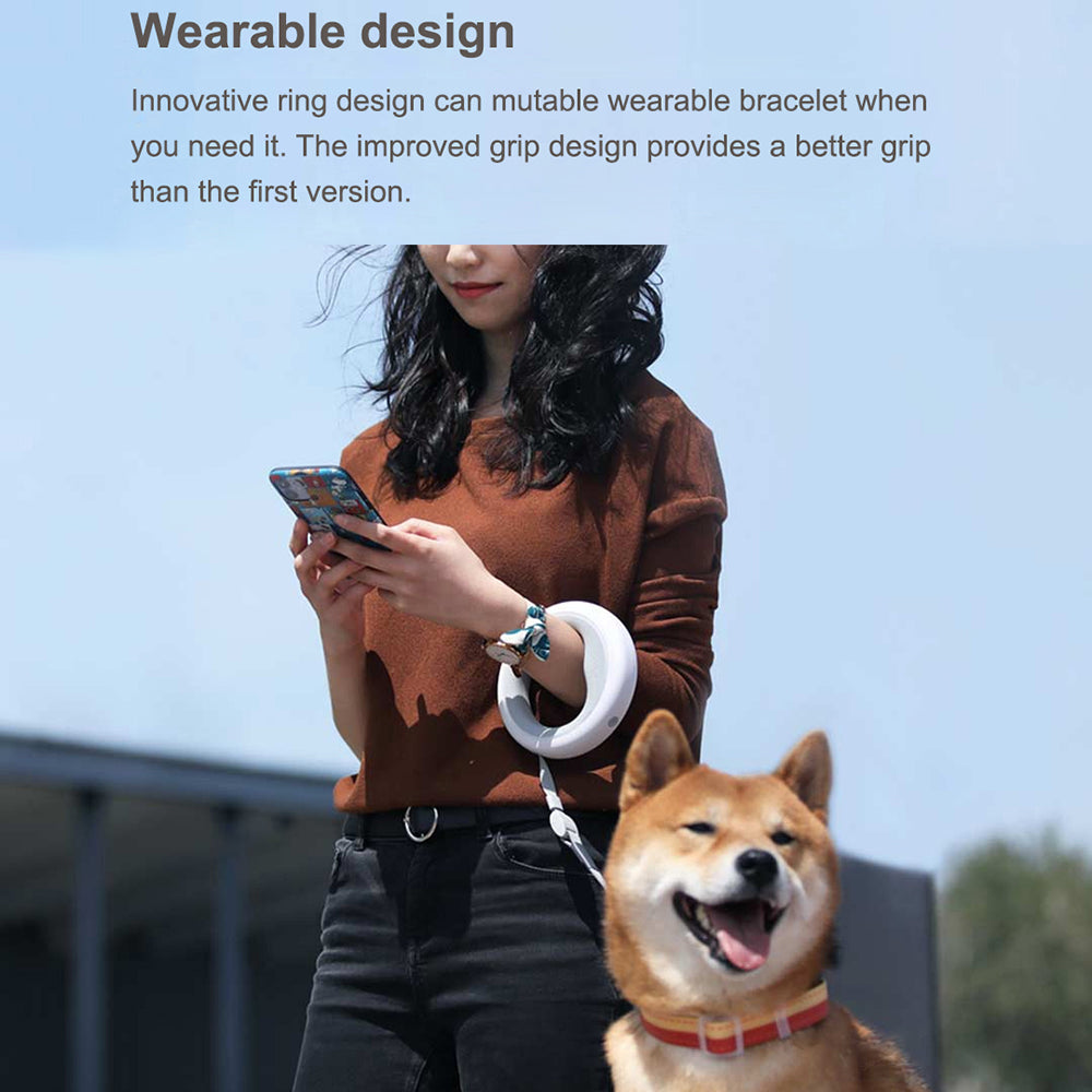 MOESTAR Updated 3m Retractable UFO Pet Leash Ring Dog Traction Rope with LED Night Light - Grey