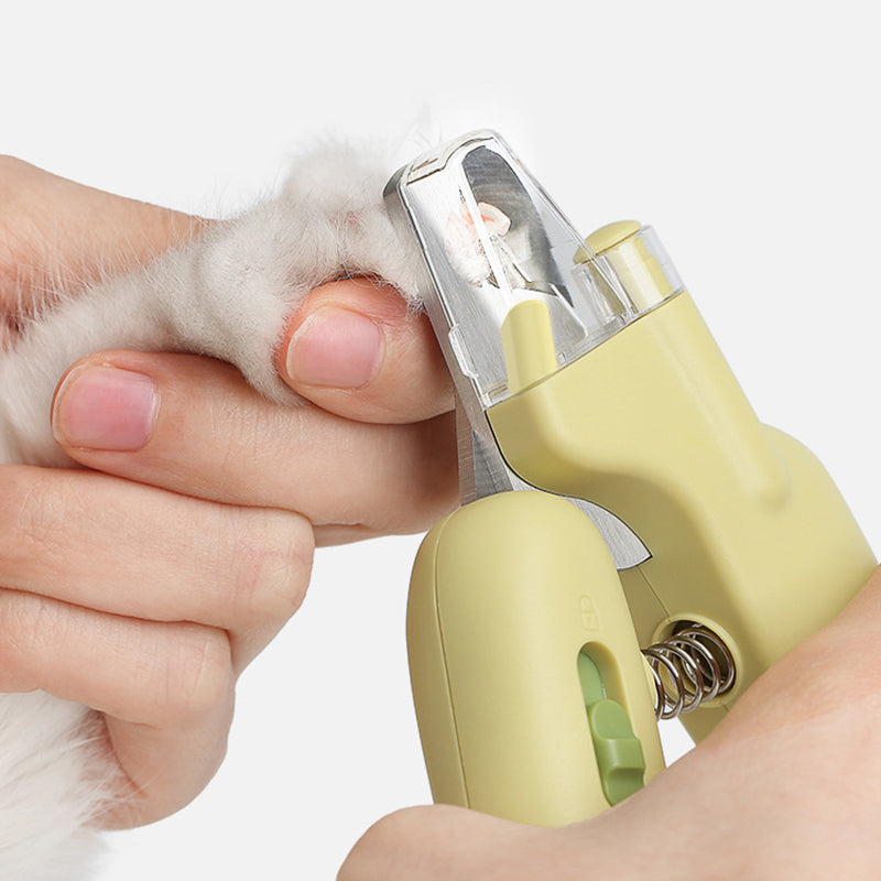 AIWO Banana Shape Pet Nail Clipper Anti-Cutting Blood Line Dog Cat Claw Trimmer with LED Light ST - White Light / Green