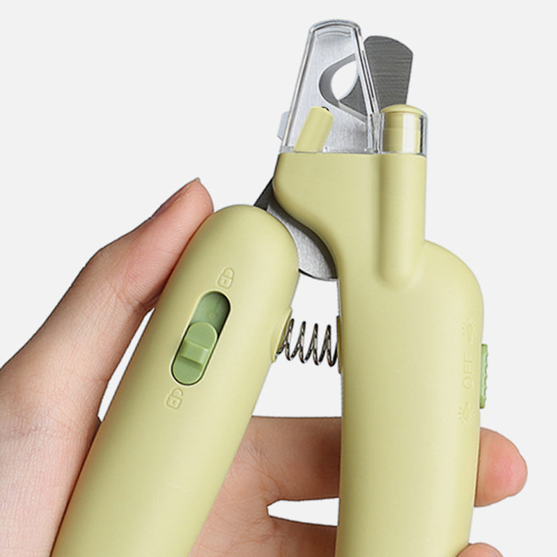 AIWO Banana Shape Pet Nail Clipper Anti-Cutting Blood Line Dog Cat Claw Trimmer with LED Light ST - White Light / Green