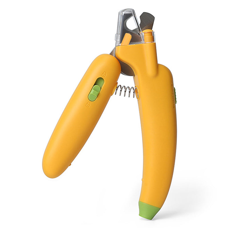 AIWO Banana Shape Pet Nail Clipper Anti-Cutting Blood Line Dog Cat Claw Trimmer with LED Light ST - White Light / Green