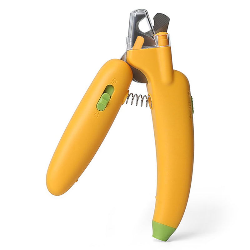AIWO Banana Shape Pet Nail Clipper Anti-Cutting Blood Line Dog Cat Claw Trimmer with LED Light ST - White Light / Green