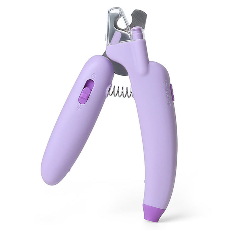 AIWO Banana Shape Pet Nail Clipper Anti-Cutting Blood Line Dog Cat Claw Trimmer with LED Light ST - White Light / Green