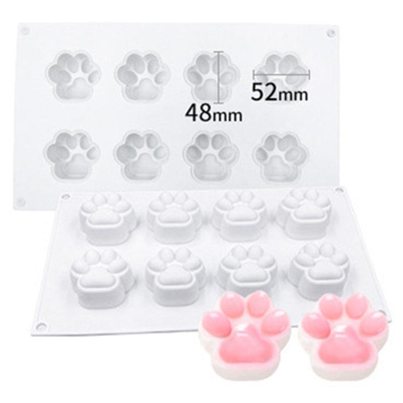 DG-14 8-Cell Cat Claw Shape Mousse Cake Silicone Mold DIY Jelly Pudding Mold (No FDA, BPA Free)