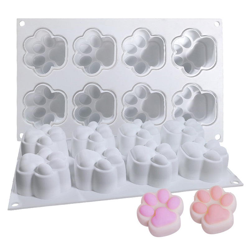 DG-15 Large Size 8-Cell Cat Claw Shape Mousse Cake Mold Jelly Pudding Silicone Mold (No FDA, BPA Free)