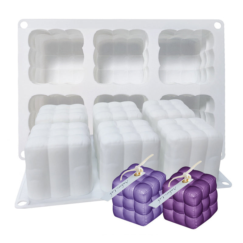 3D Magic Cube / Sofa Shape 6-grid Silicone Mold Mousse Cake Baking Mold (BPA Free, No FDA Certificate)